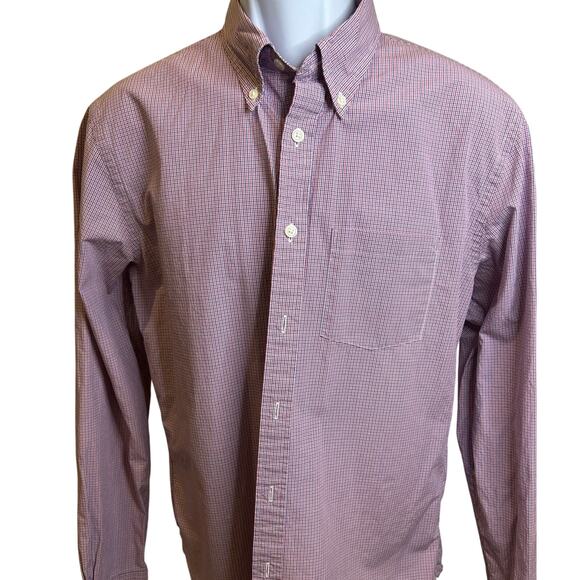 Brooks Brothers Men's Red Fleece Large Cotton Micro Check Oxford Dress Shirt - Picture 1 of 4